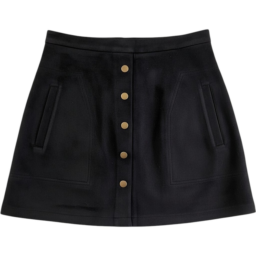 Fashion On Earth Dry Goods Black Faux Suede Button Front Mini Skirt Small NWT